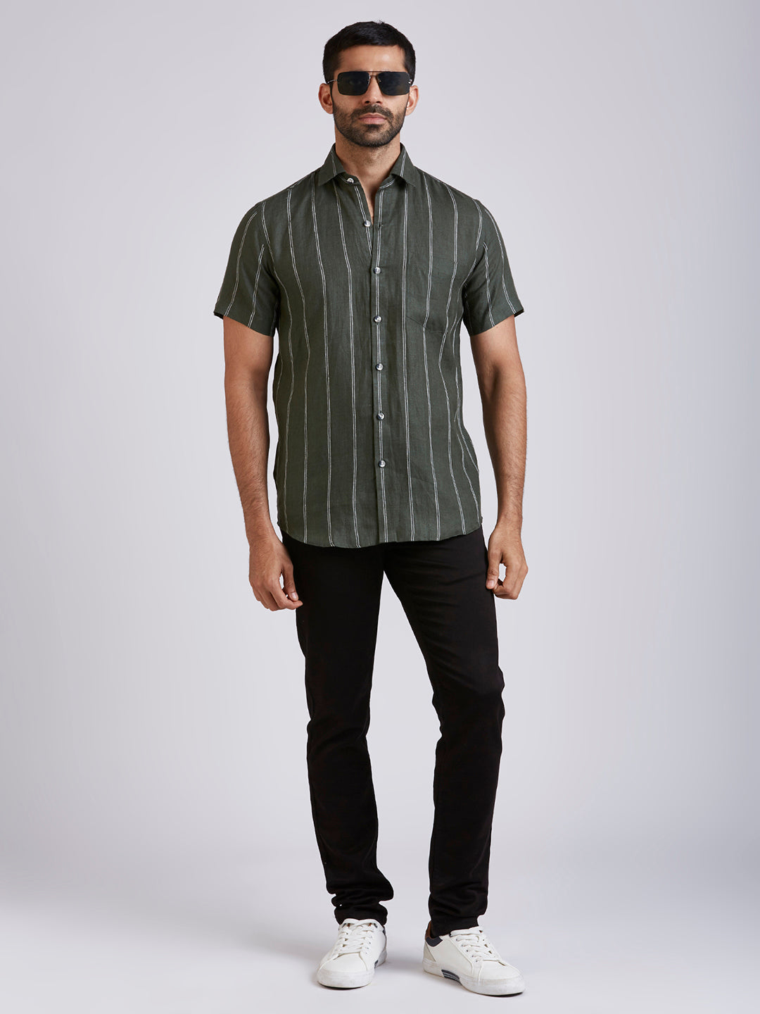 Slick - Pure Linen stripe shirt