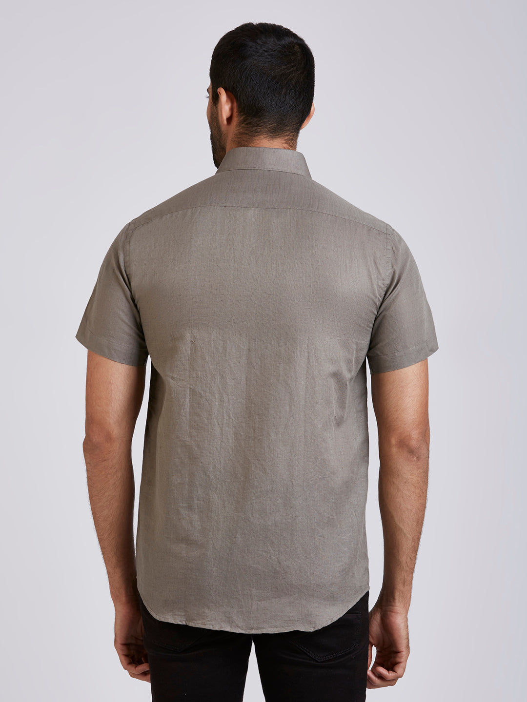 Mozark - Linen Half Sleeve Shirt - Ash grey