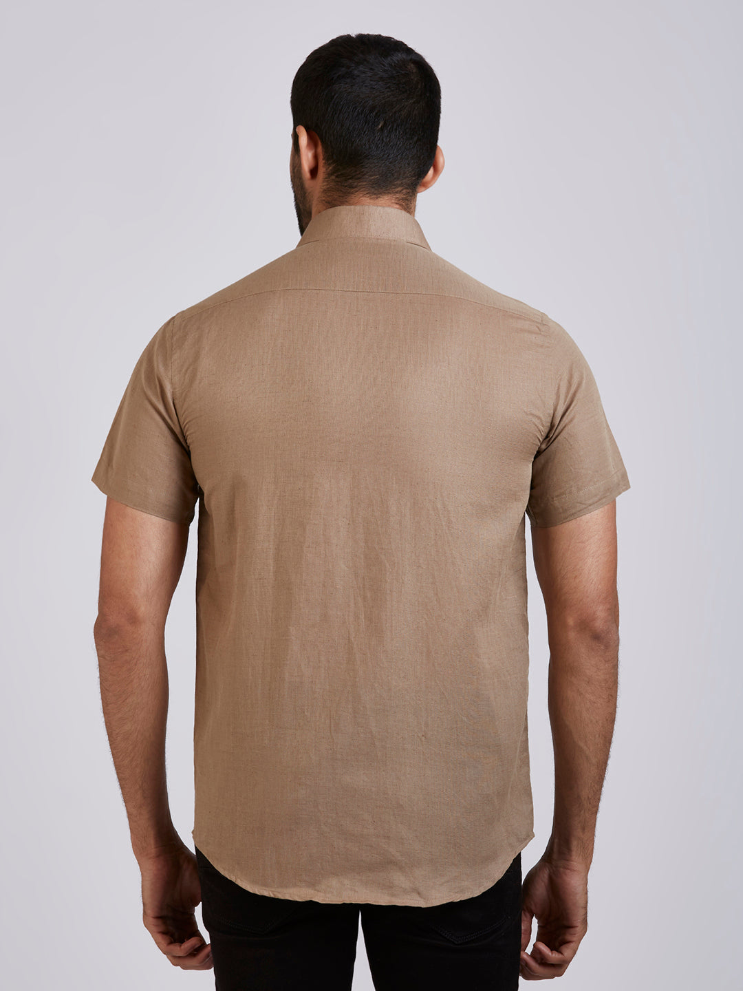 Mozark - Linen Half Sleeve Shirt - Brown