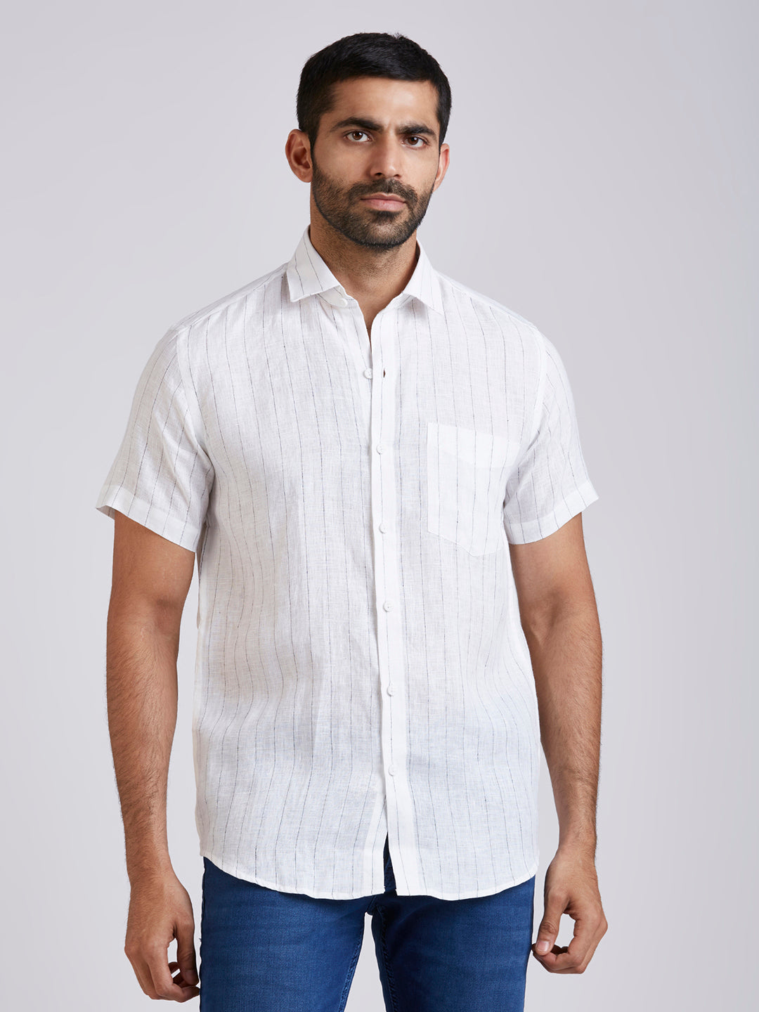 Milky - Pure Linen stripe shirt