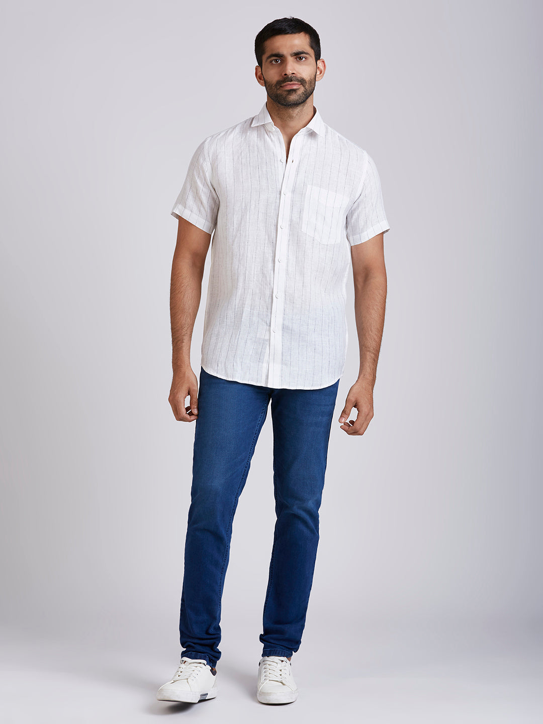 Milky - Pure Linen stripe shirt