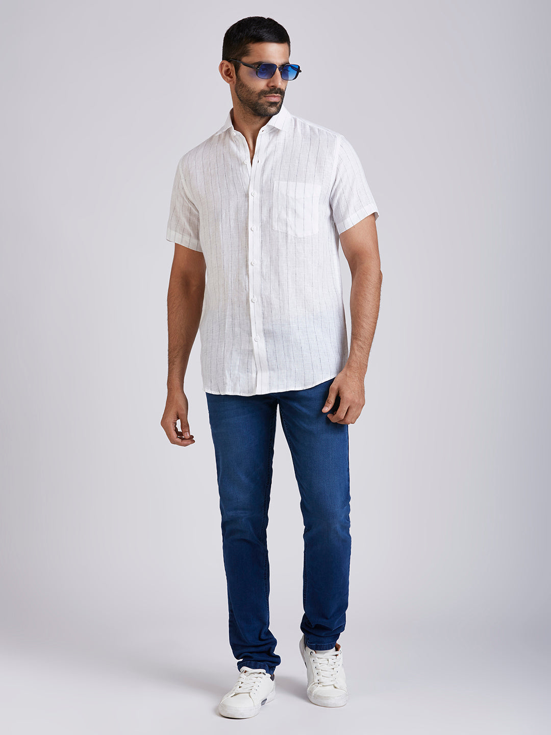 Milky - Pure Linen stripe shirt