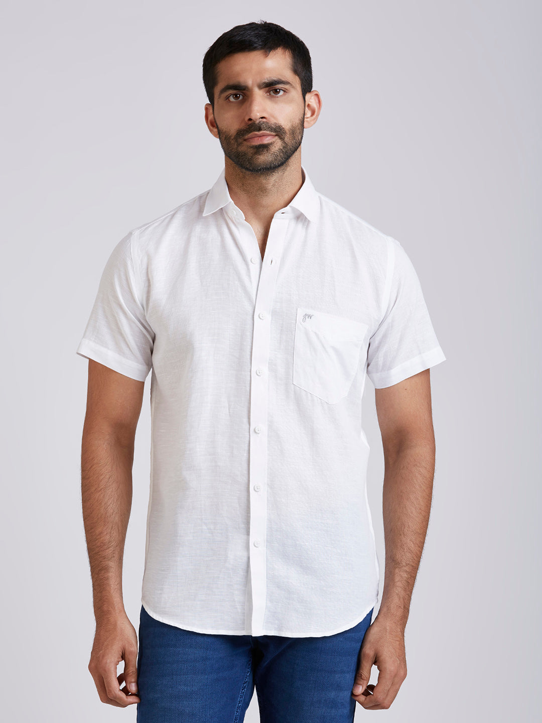 Mozark - Linen Half Sleeve Shirt - White