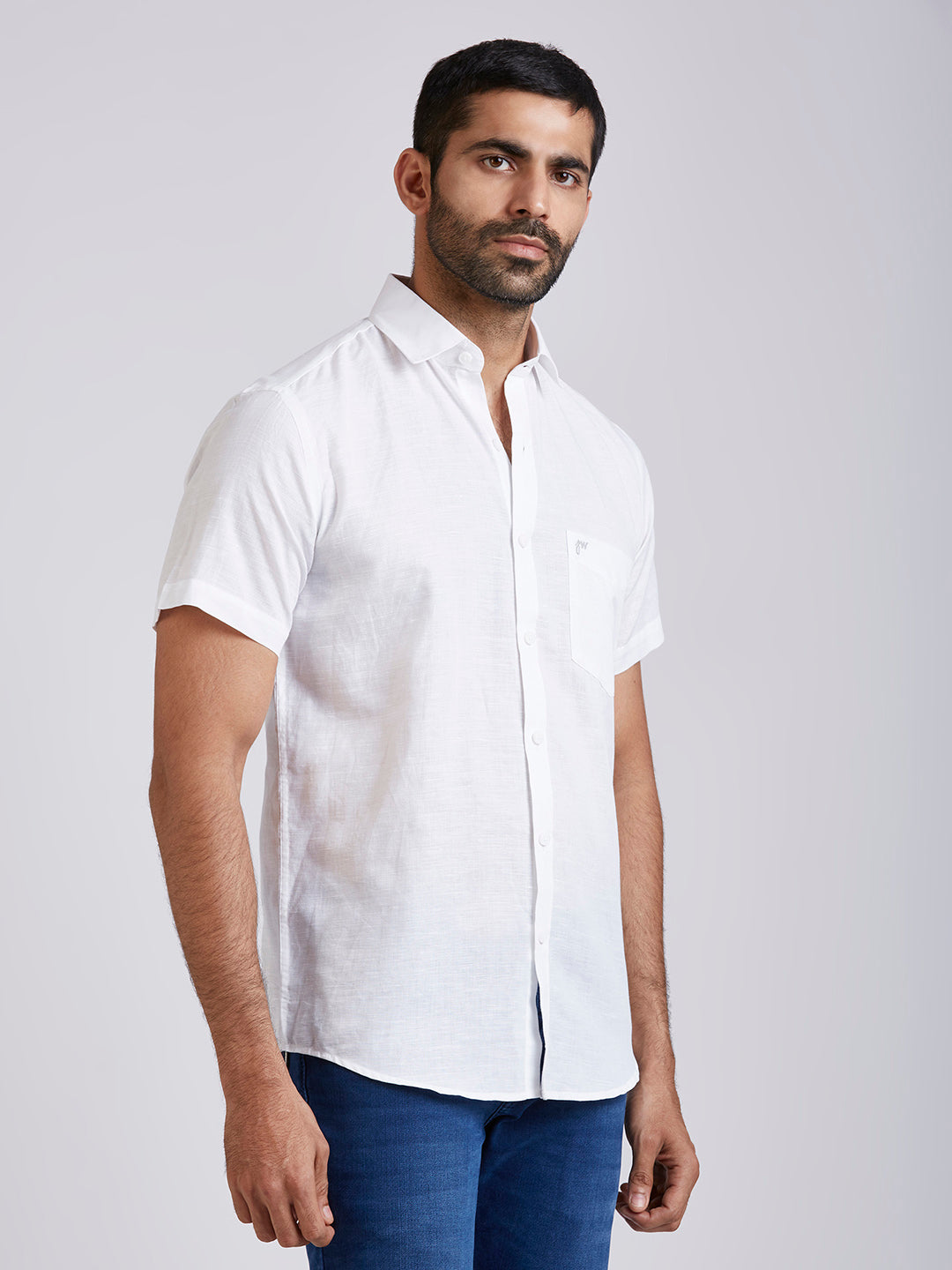 Mozark - Linen Half Sleeve Shirt - White