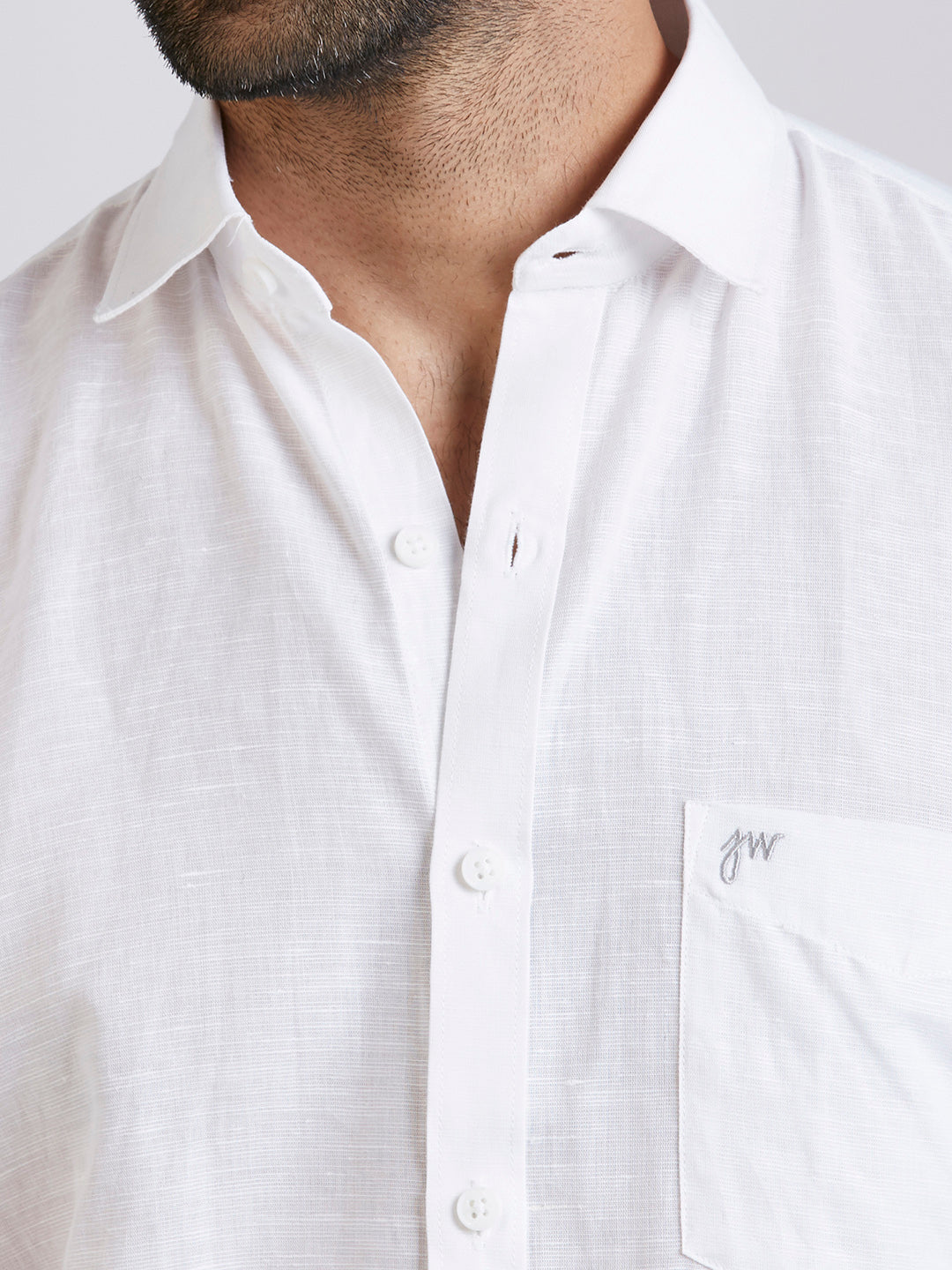 Mozark - Linen Half Sleeve Shirt - White