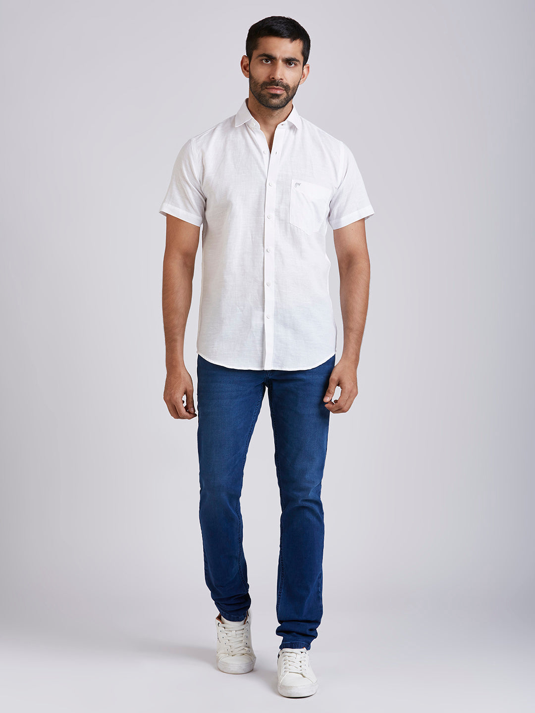 Mozark - Linen Half Sleeve Shirt - White