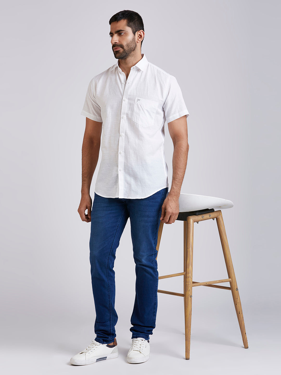 Mozark - Linen Half Sleeve Shirt - White