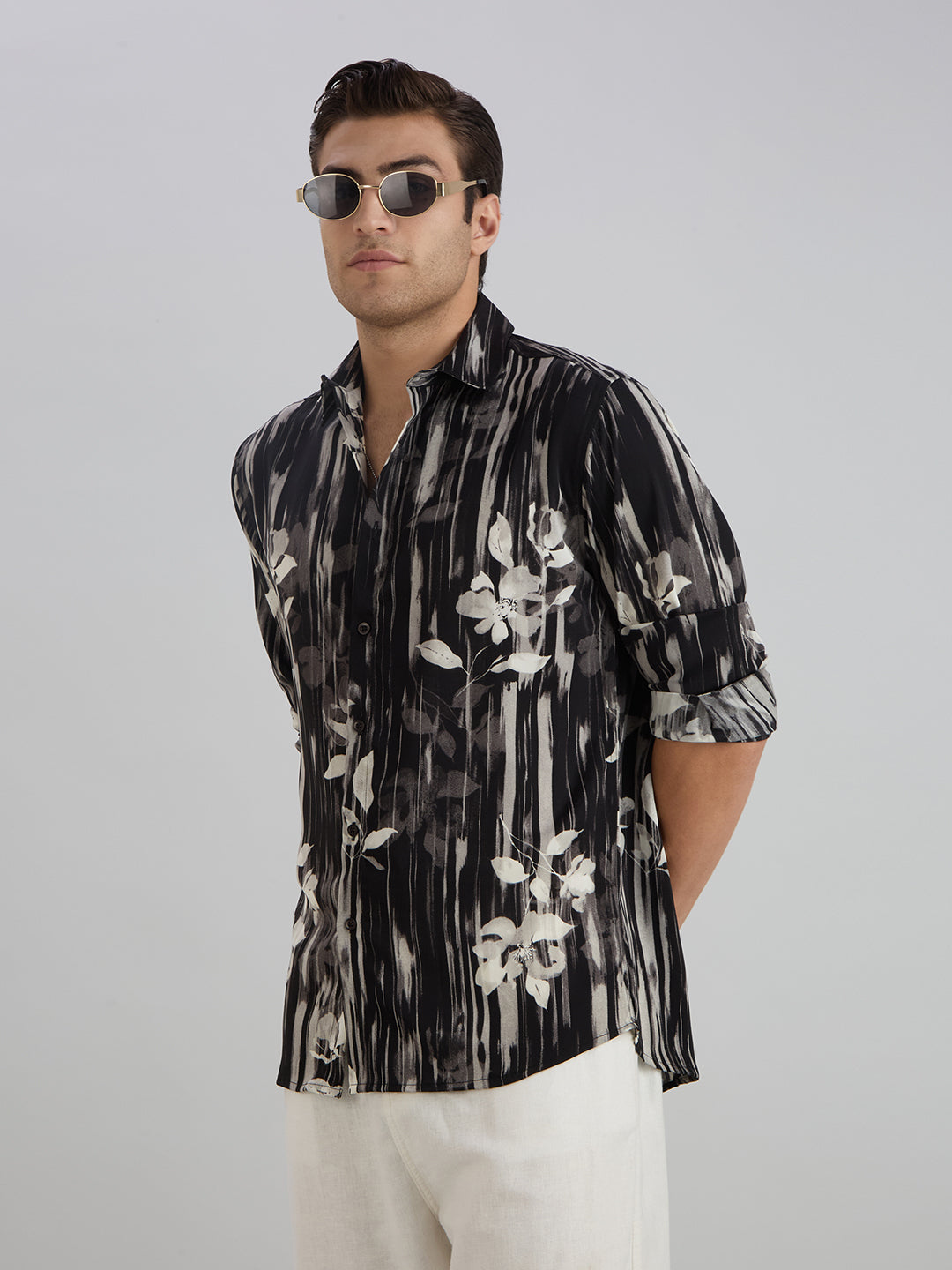 Petal Printed Shirt - Black