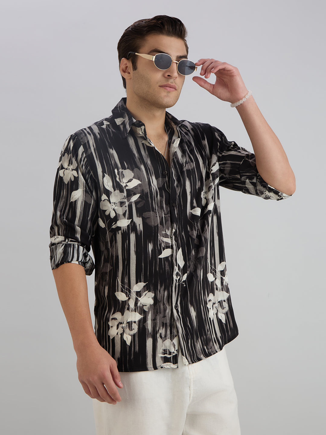 Petal Printed Shirt - Black