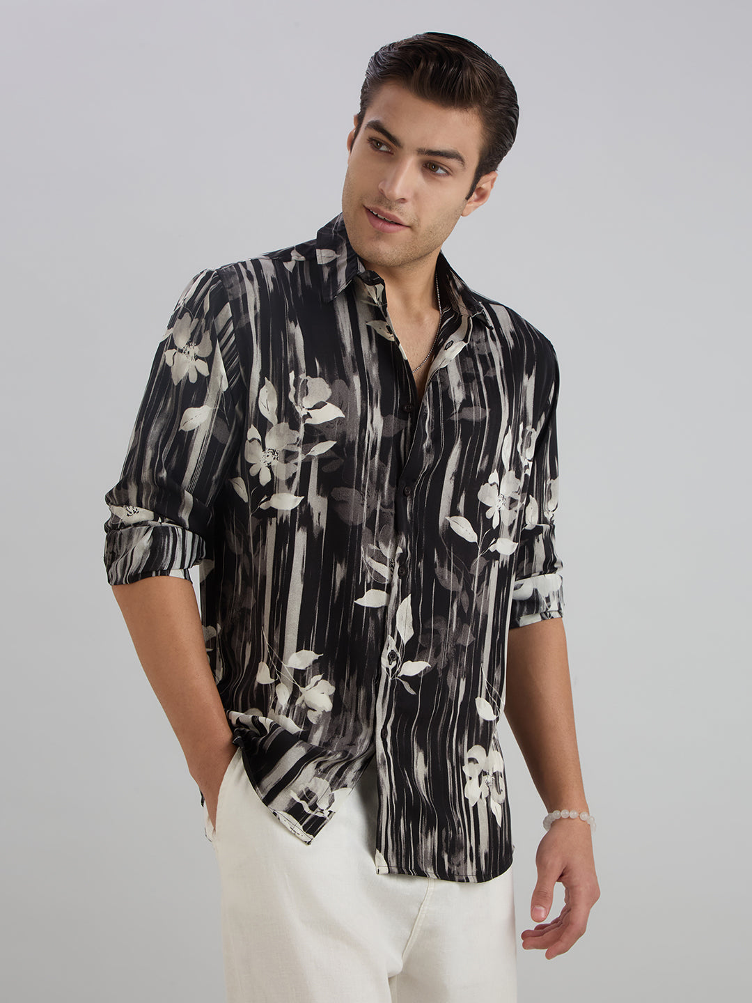 Petal Printed Shirt - Black