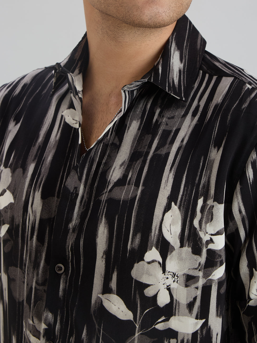 Petal Printed Shirt - Black