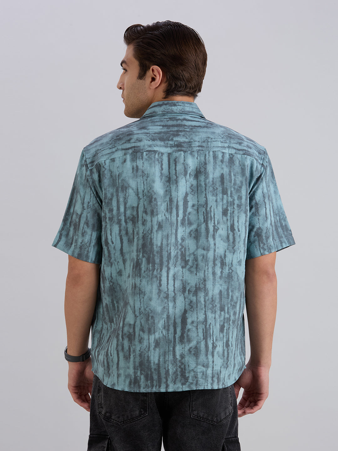 Mist Half-Sleeves Textured shirt - Blue