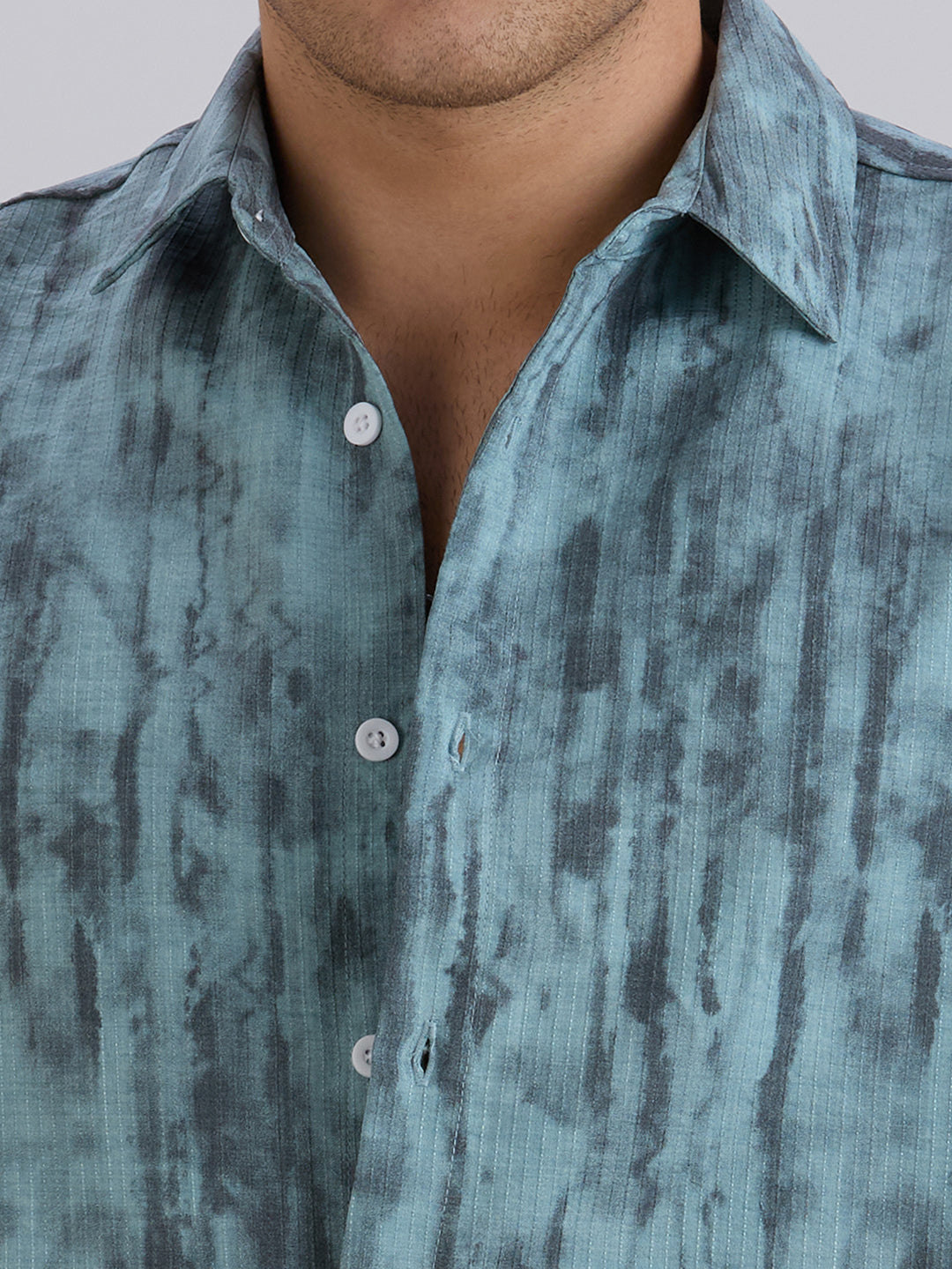 Mist Half-Sleeves Textured shirt - Blue