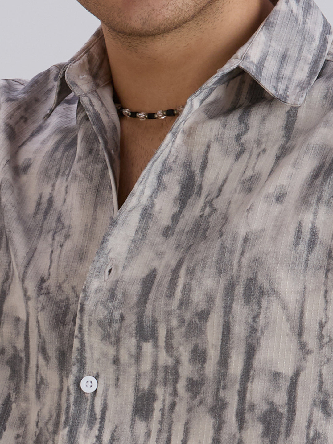 Mist Half-Sleeves Textured shirt - Beige