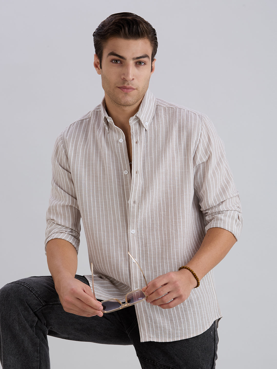 Horizon Stripes Shirt - Light Brown
