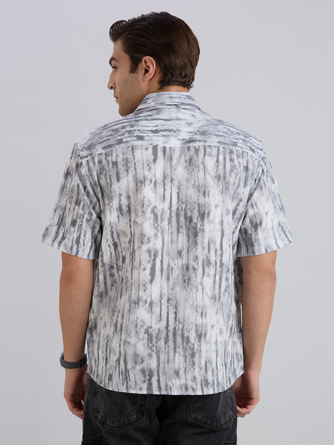 Mist Half-Sleeves Textured shirt - White