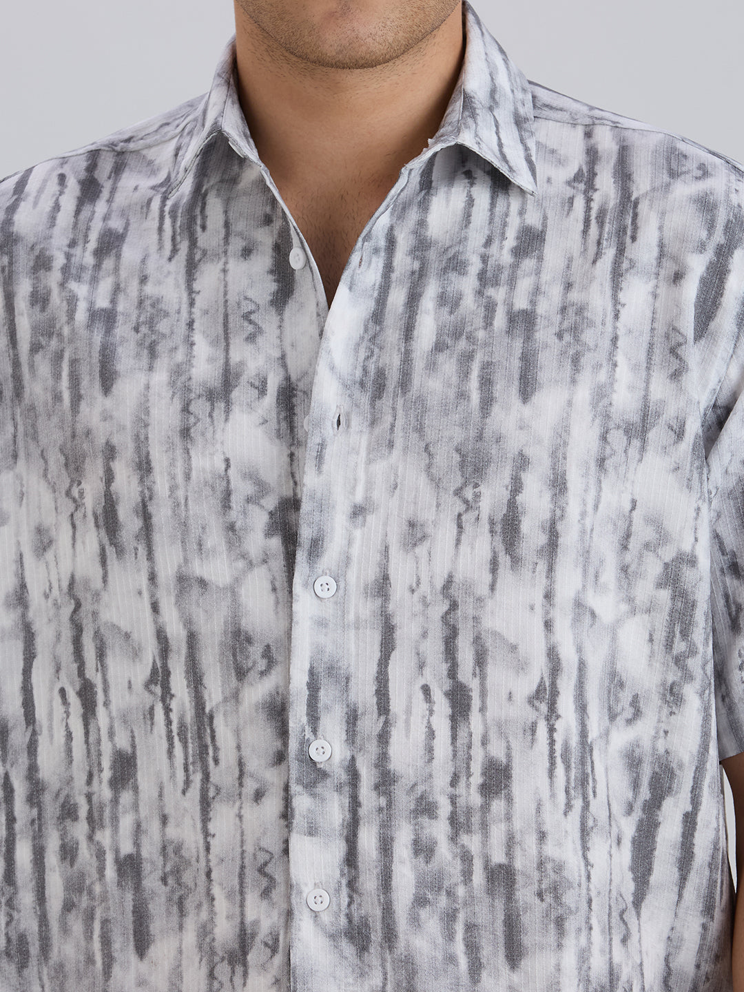 Mist Half-Sleeves Textured shirt - White