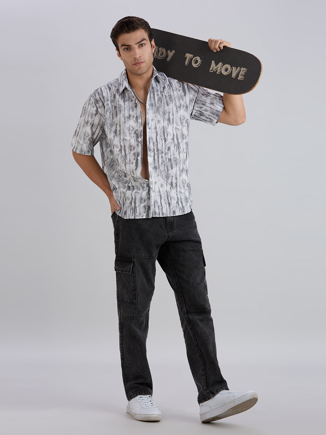 Mist Half-Sleeves Textured shirt - White