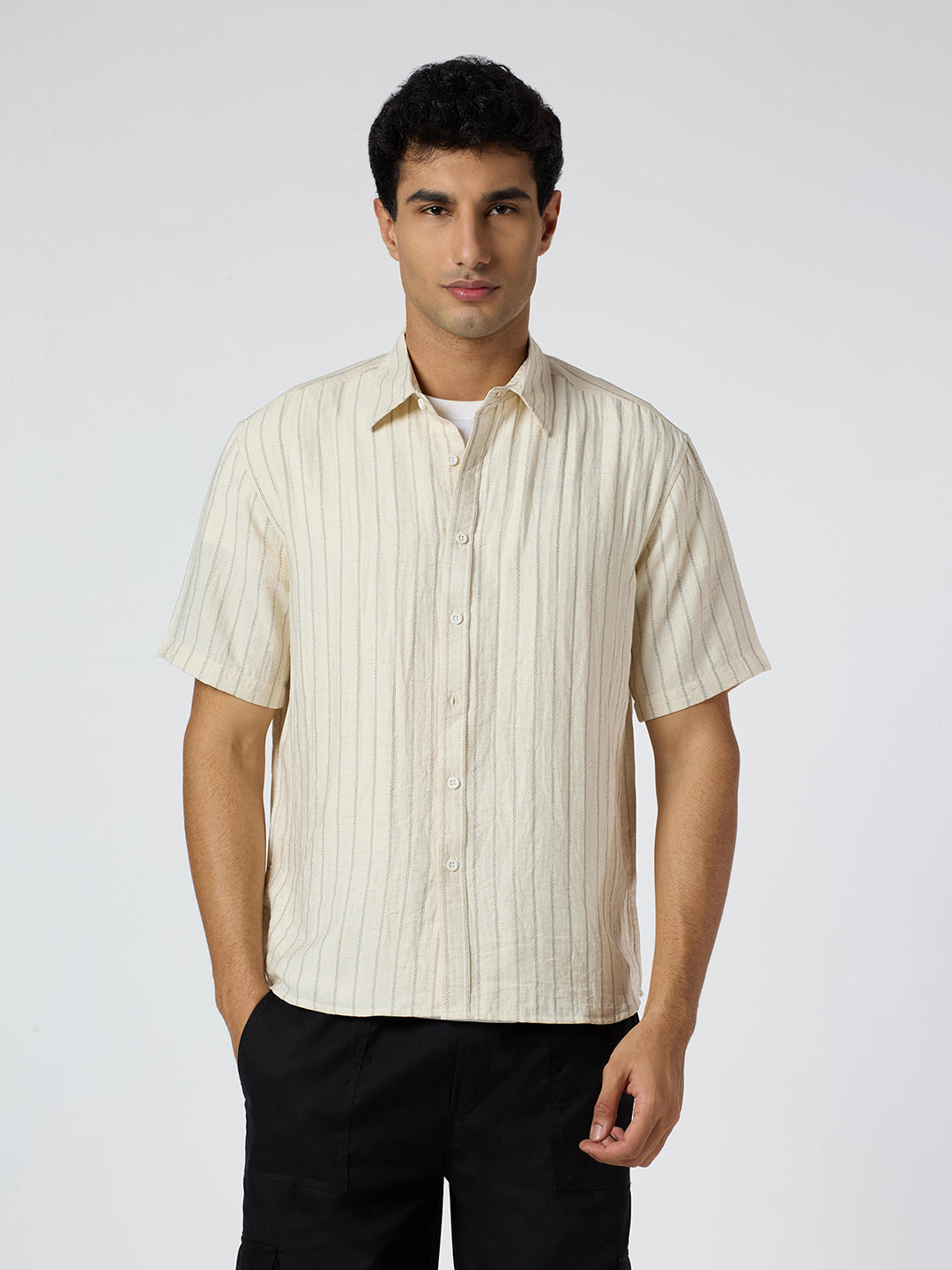 Ripple Half-Sleeves shirt - Cream