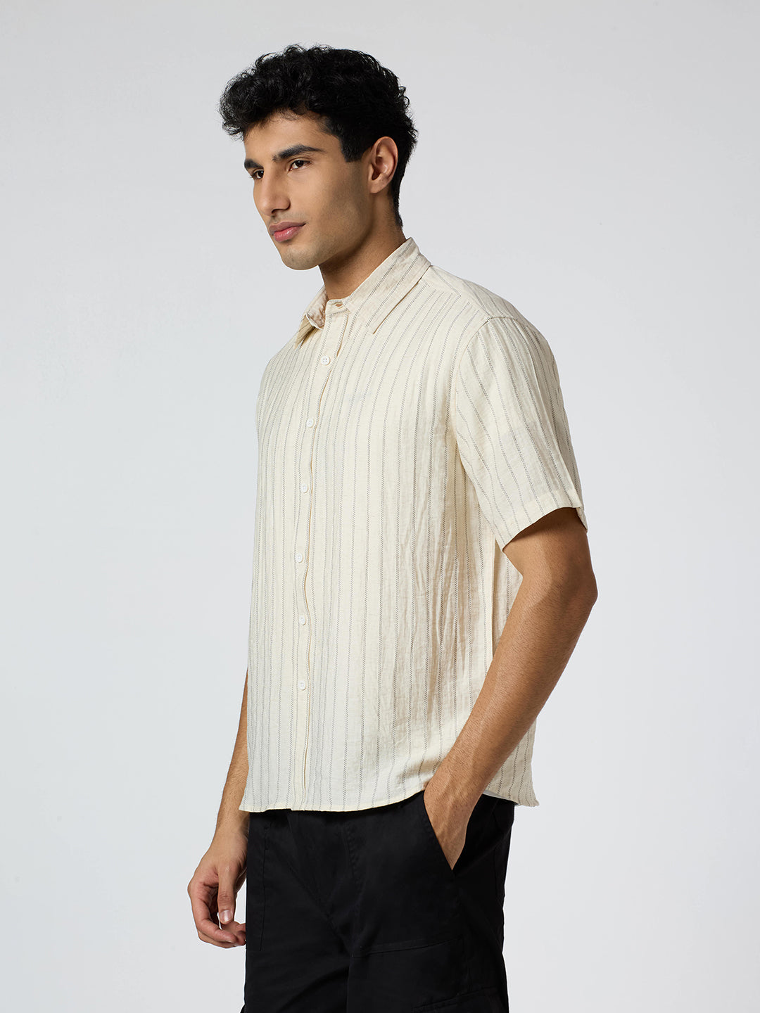 Ripple Half-Sleeves shirt - Cream