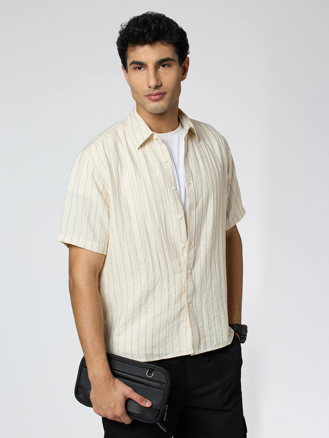Ripple Half-Sleeves shirt - Cream