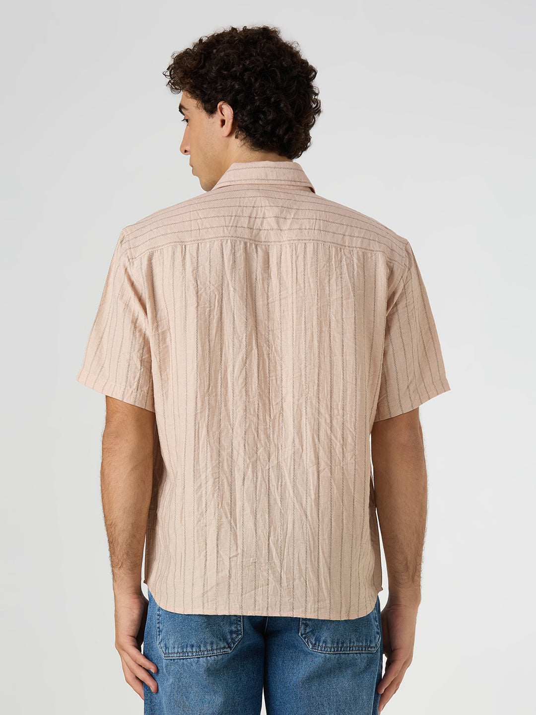 Ripple Half-Sleeves shirt - Light Peach