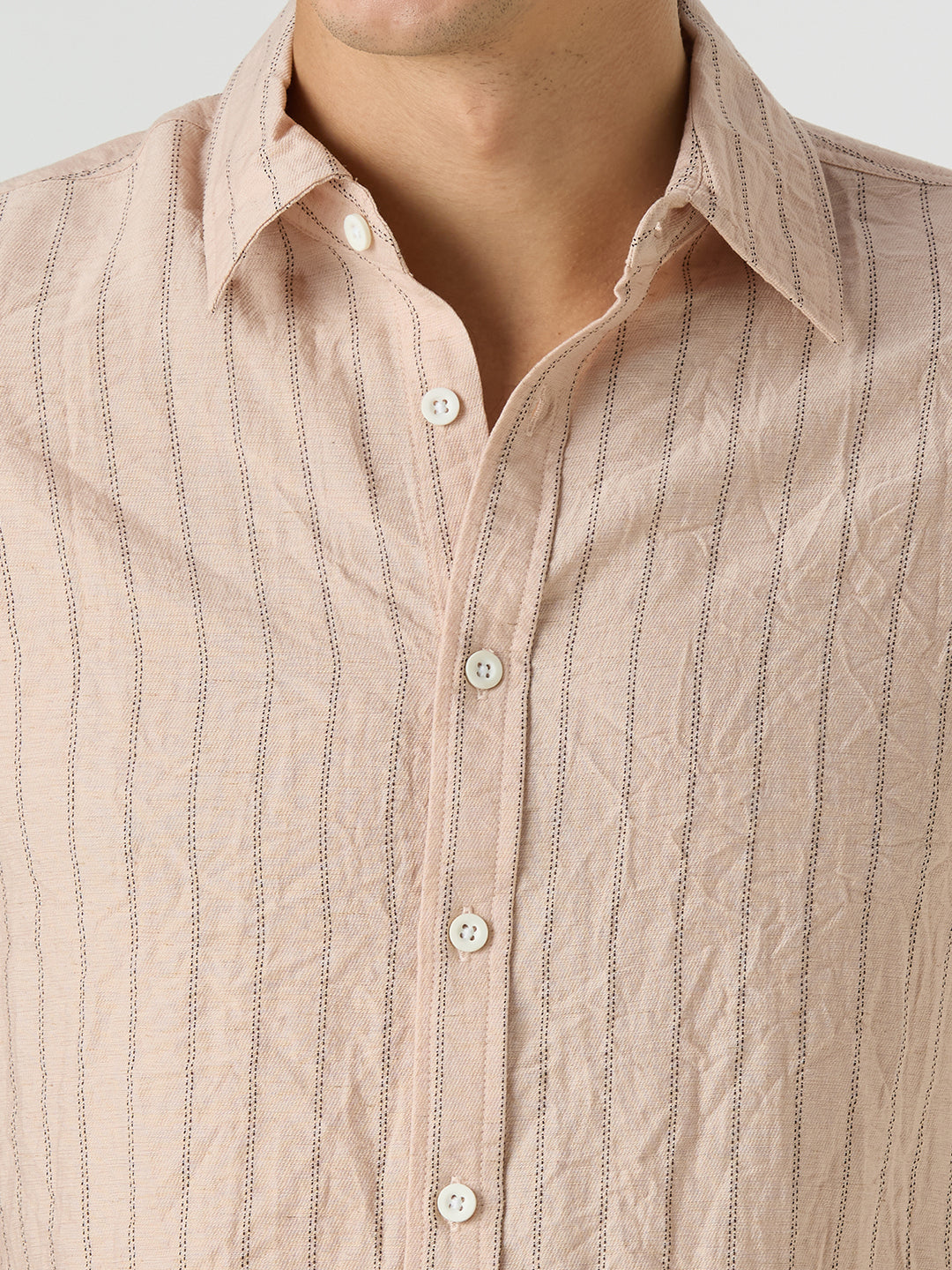 Ripple Half-Sleeves shirt - Light Peach