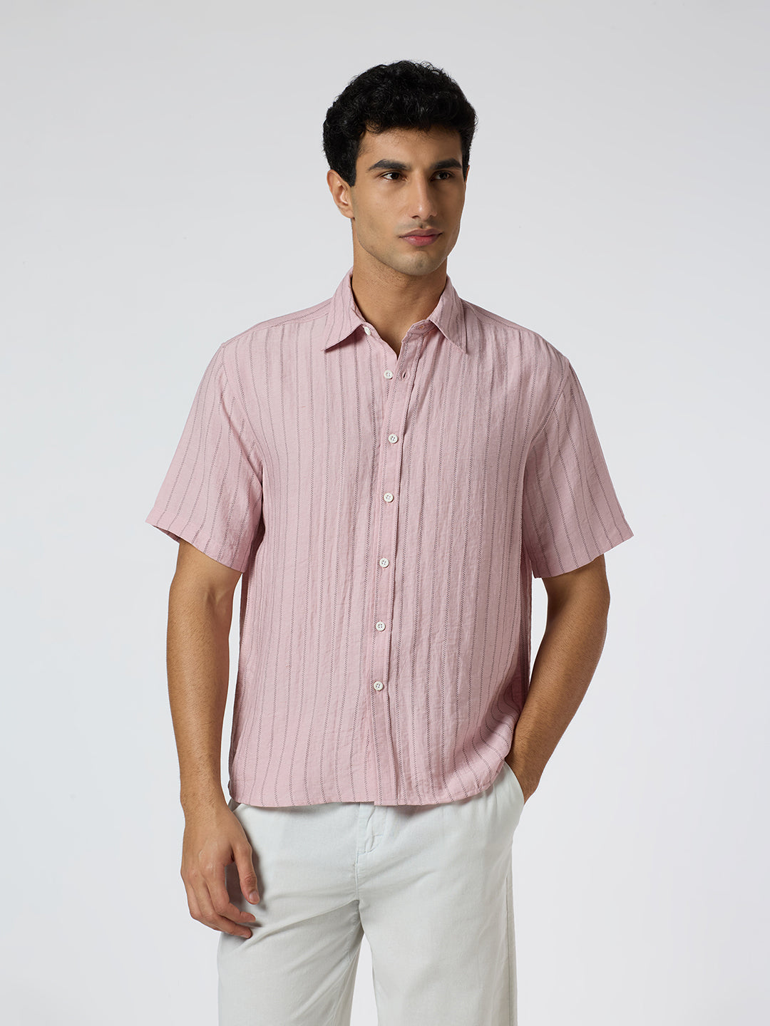 Ripple Half-Sleeves shirt - Pink