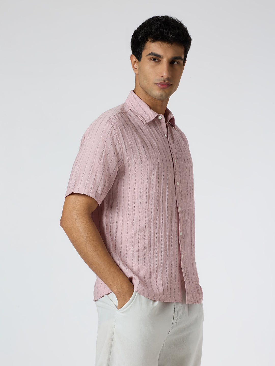 Ripple Half-Sleeves shirt - Pink
