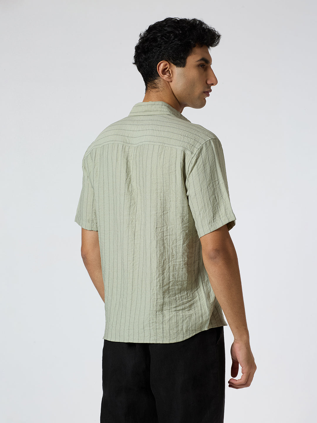 Ripple Half-Sleeves shirt - Sage Green