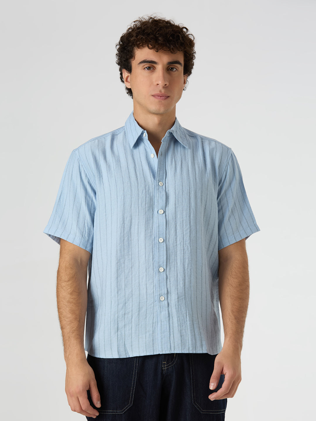 Ripple Half-Sleeves shirt - Sky Blue