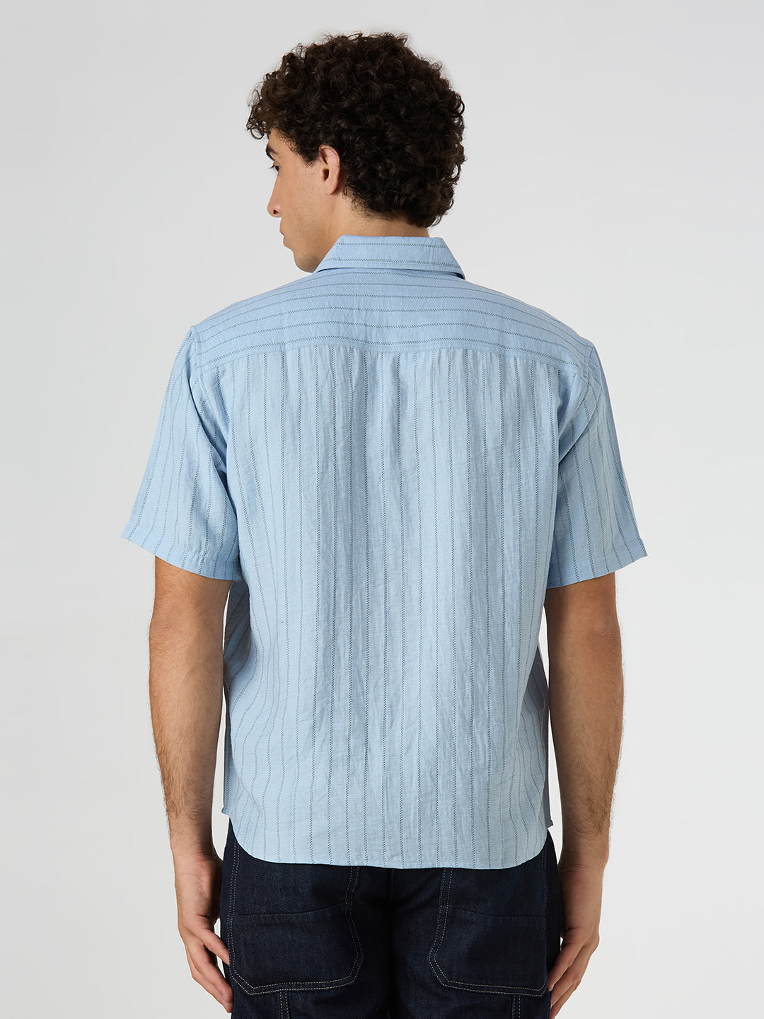 Ripple Half-Sleeves shirt - Sky Blue