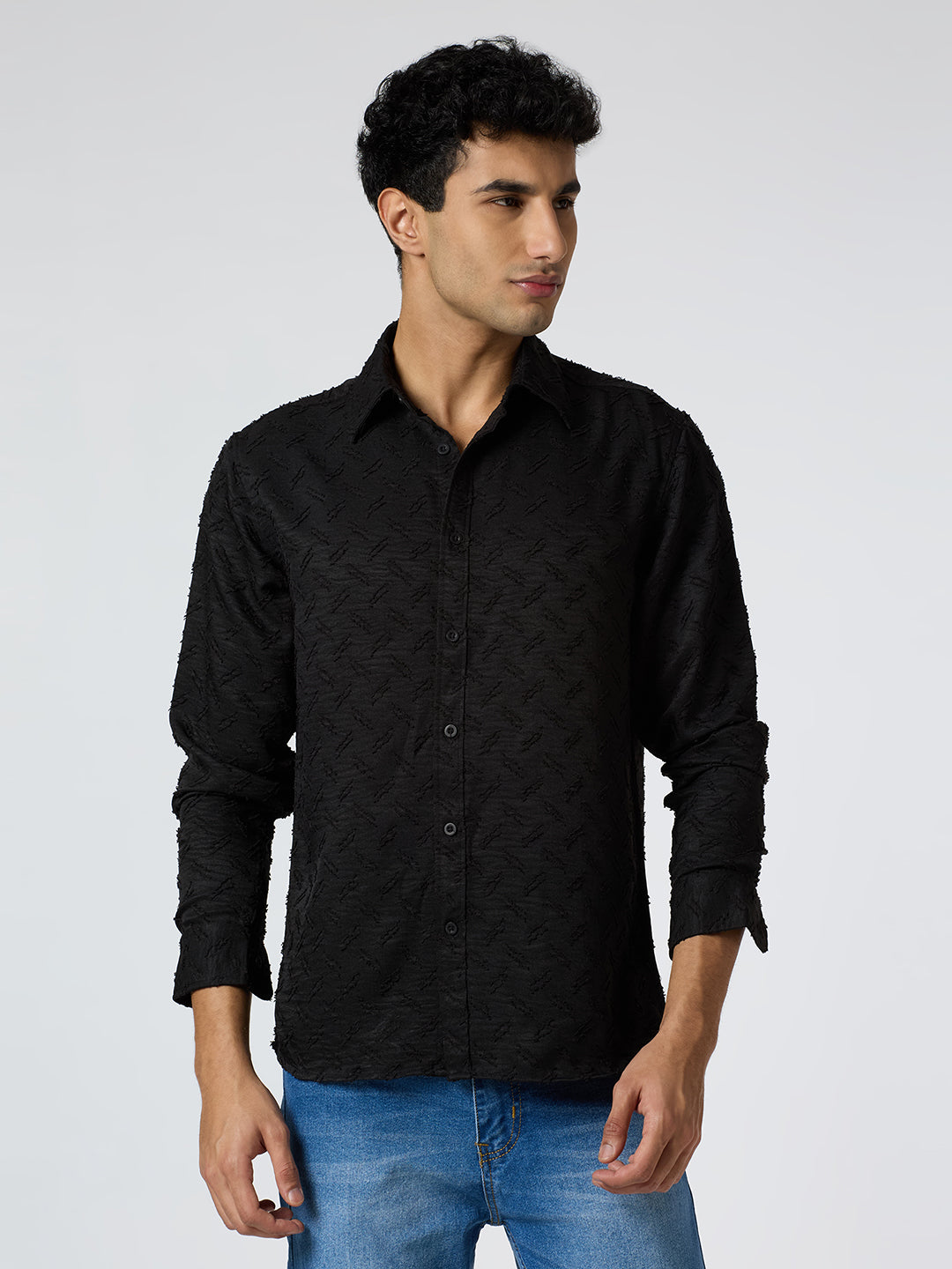 Sandwave Textured Shirt - Black