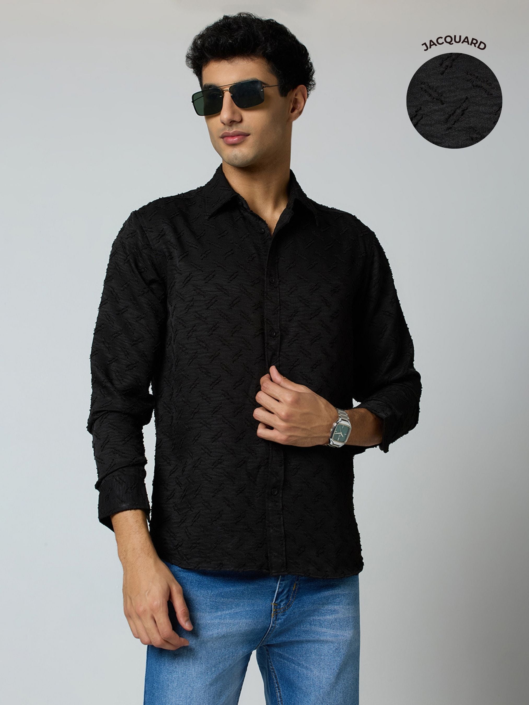Sandwave Textured Shirt - Black