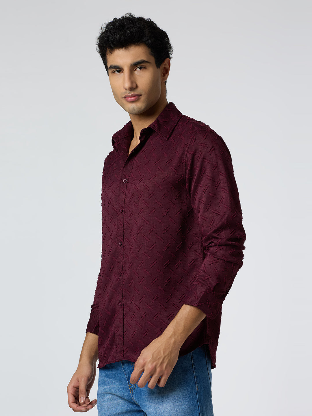 Sandwave Textured Shirt - Burgundy