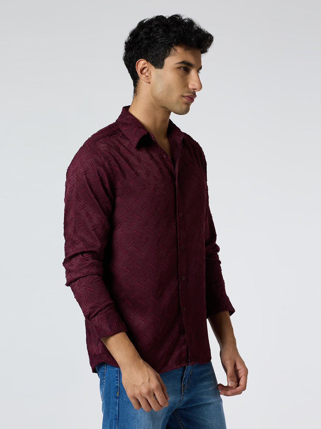 Sandwave Textured Shirt - Burgundy