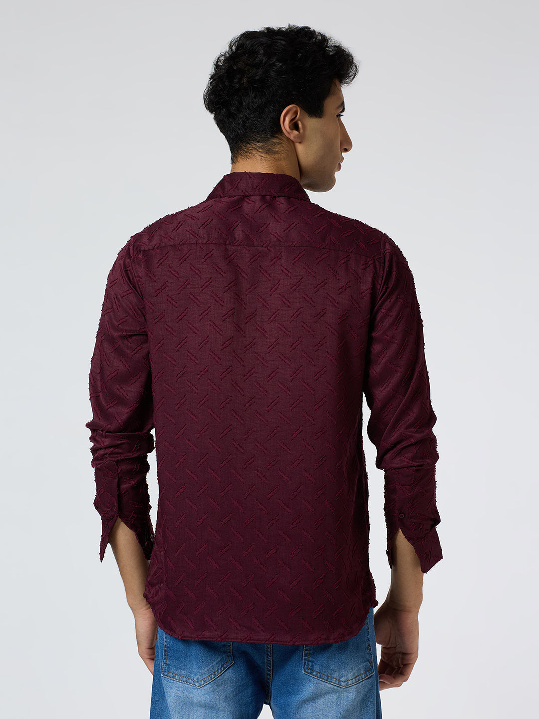Sandwave Textured Shirt - Burgundy