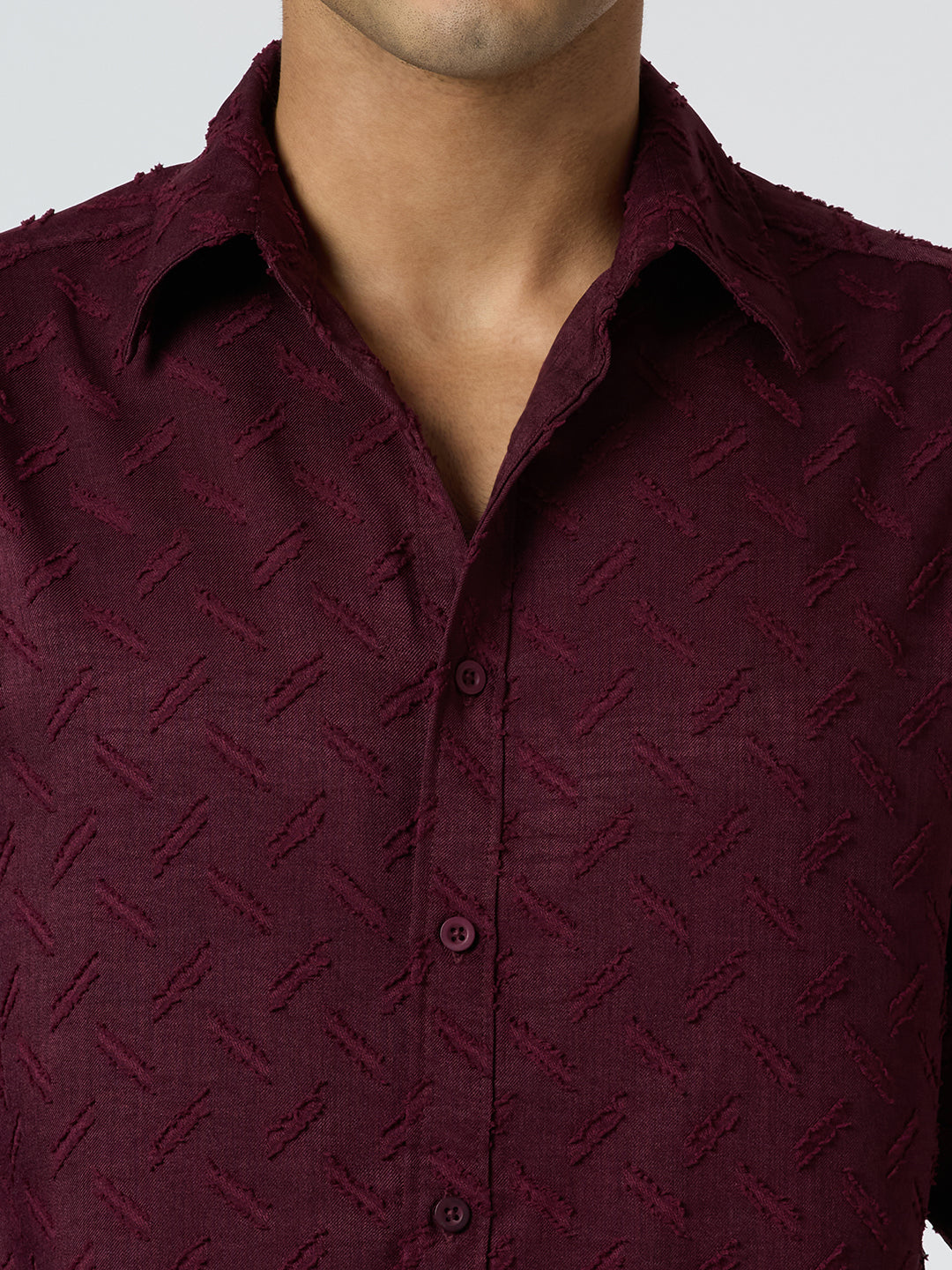 Sandwave Textured Shirt - Burgundy