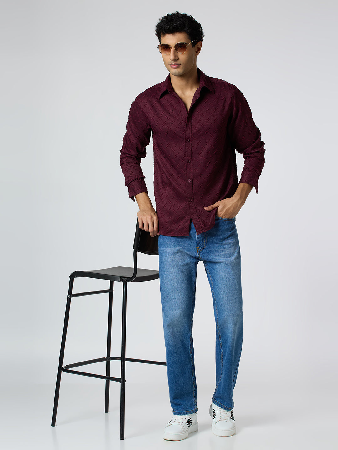 Sandwave Textured Shirt - Burgundy