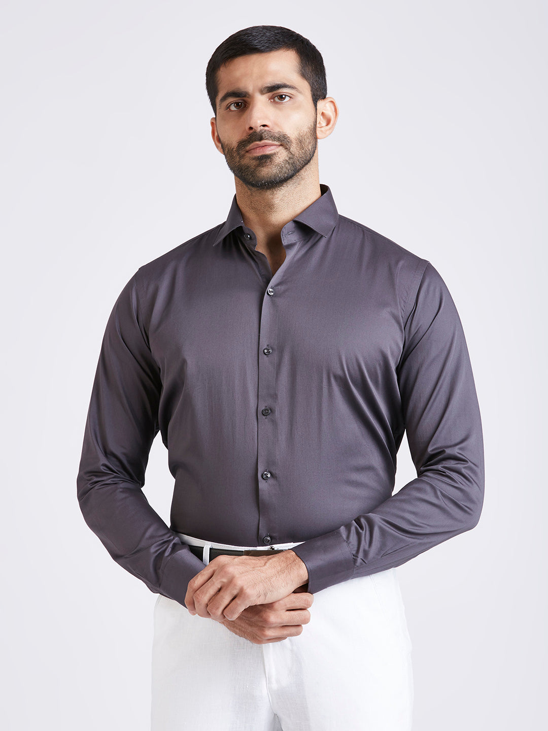 Augsburg - Satin Slim Fit Shirt - Grey