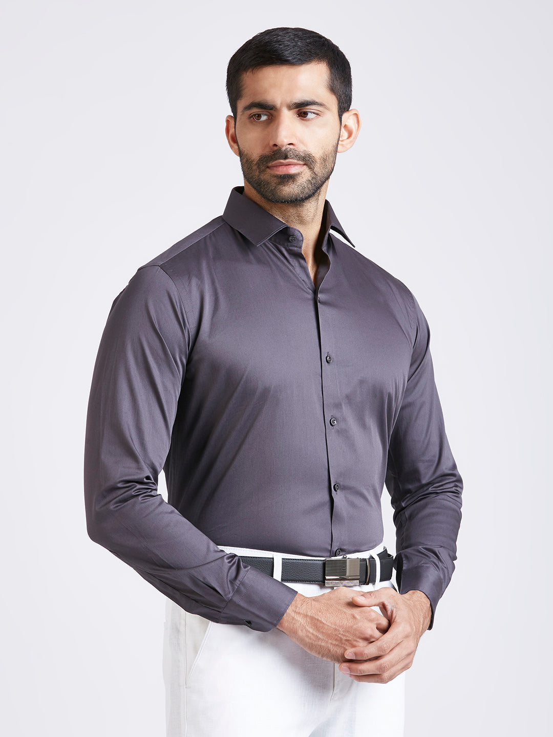 Augsburg - Satin Slim Fit Shirt - Grey