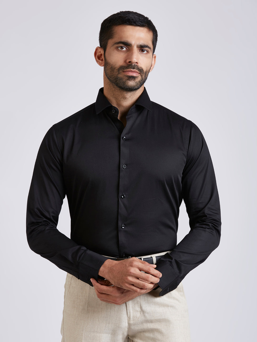 Chet - Satin Slim Fit Shirt - Black