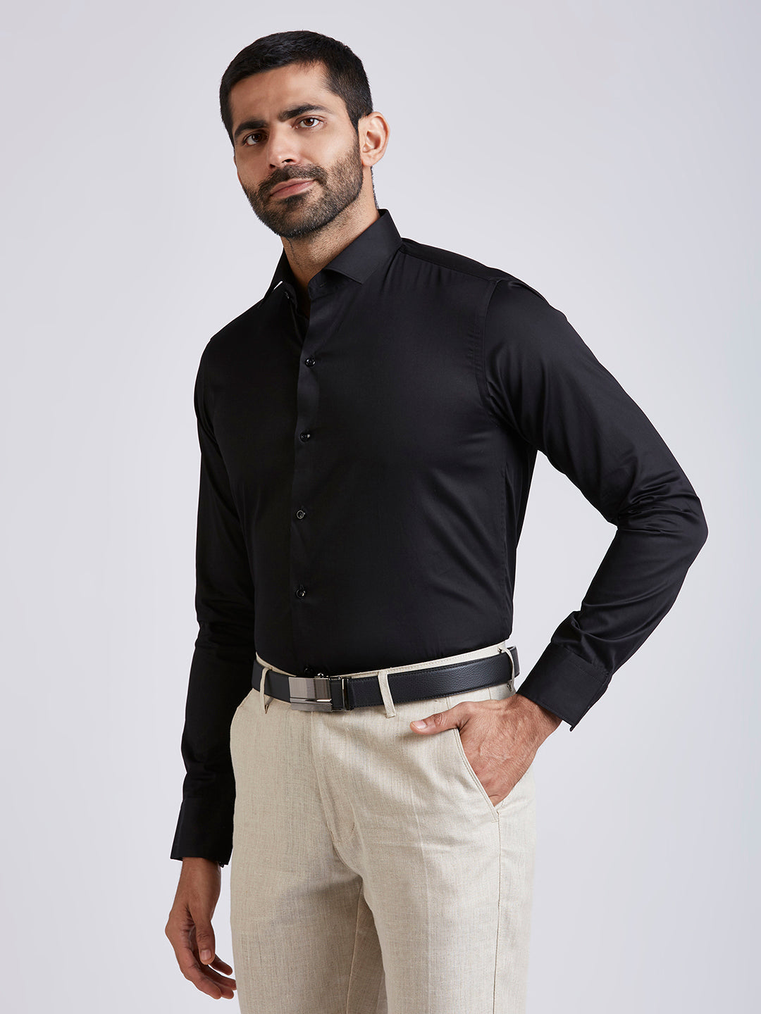 Chet - Satin Slim Fit Shirt - Black