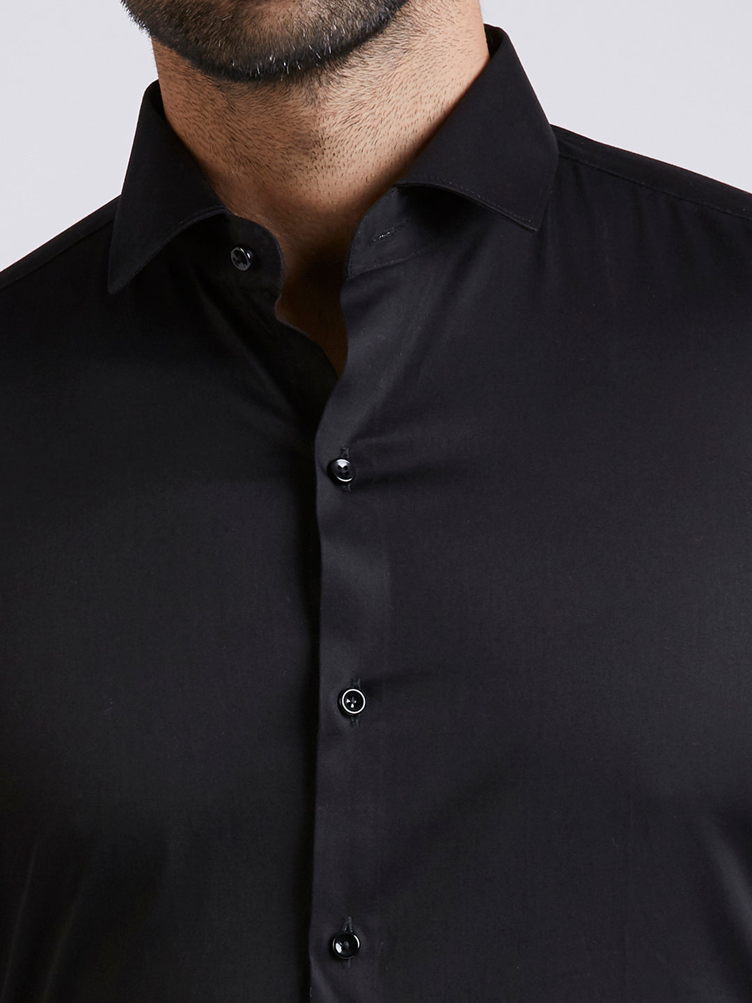 Chet - Satin Slim Fit Shirt - Black