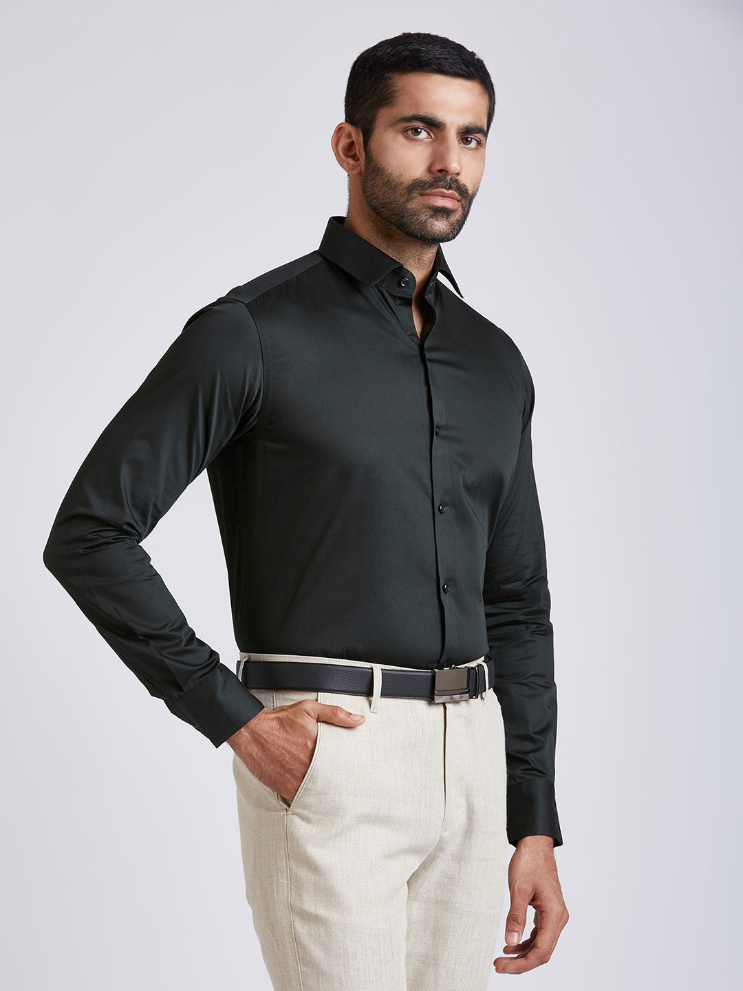 Crosby - Satin Slim Fit Shirt - Emerald Green