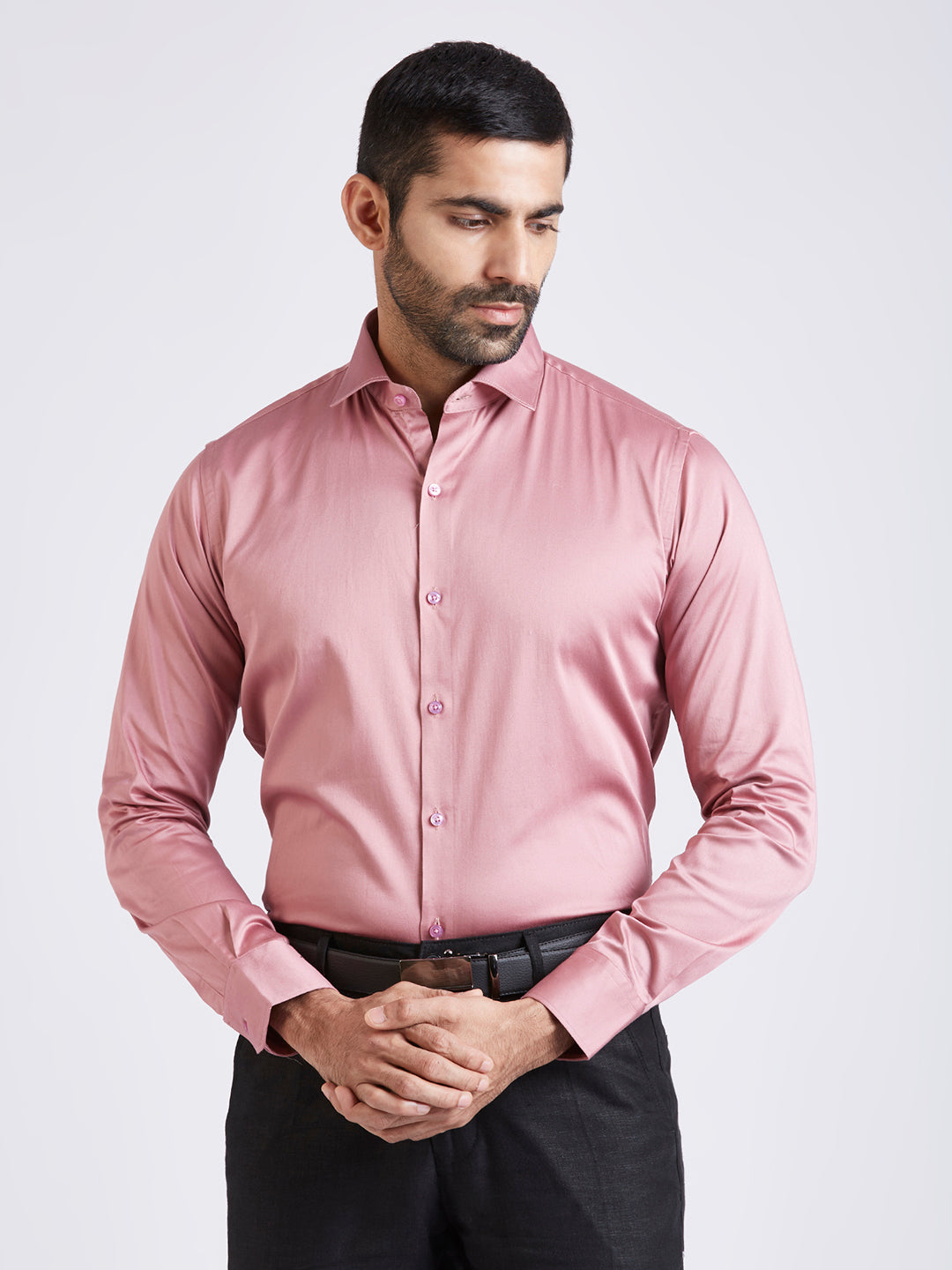 Dewsbury - Satin Slim Fit Shirt- Pink