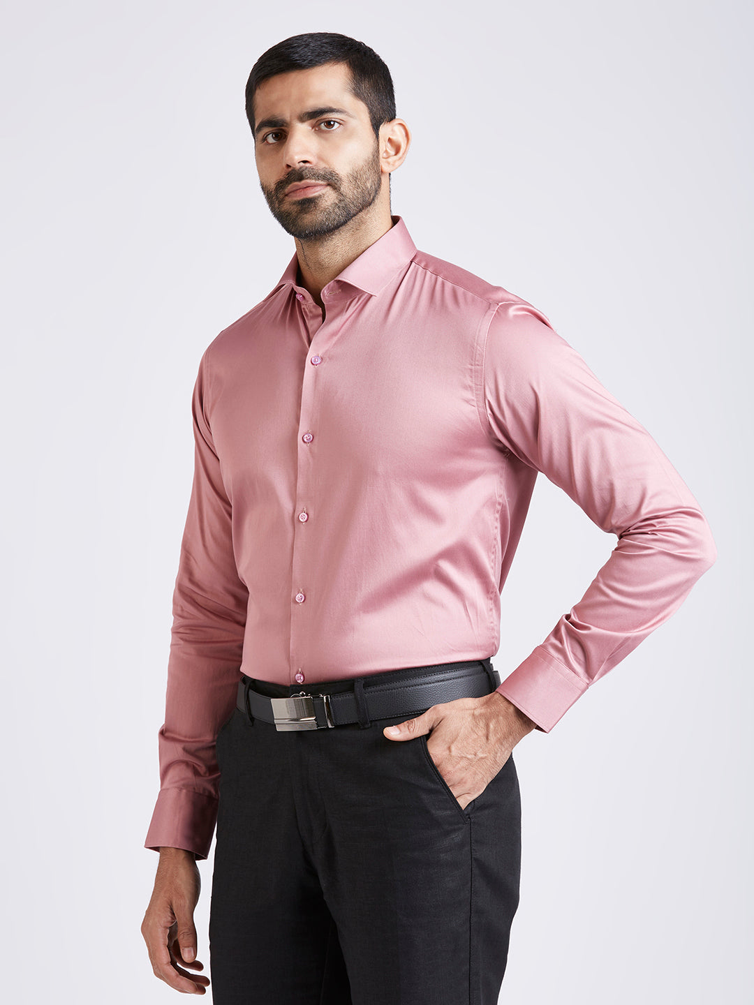 Propus -Satin Slim Fit Shirt - Pink