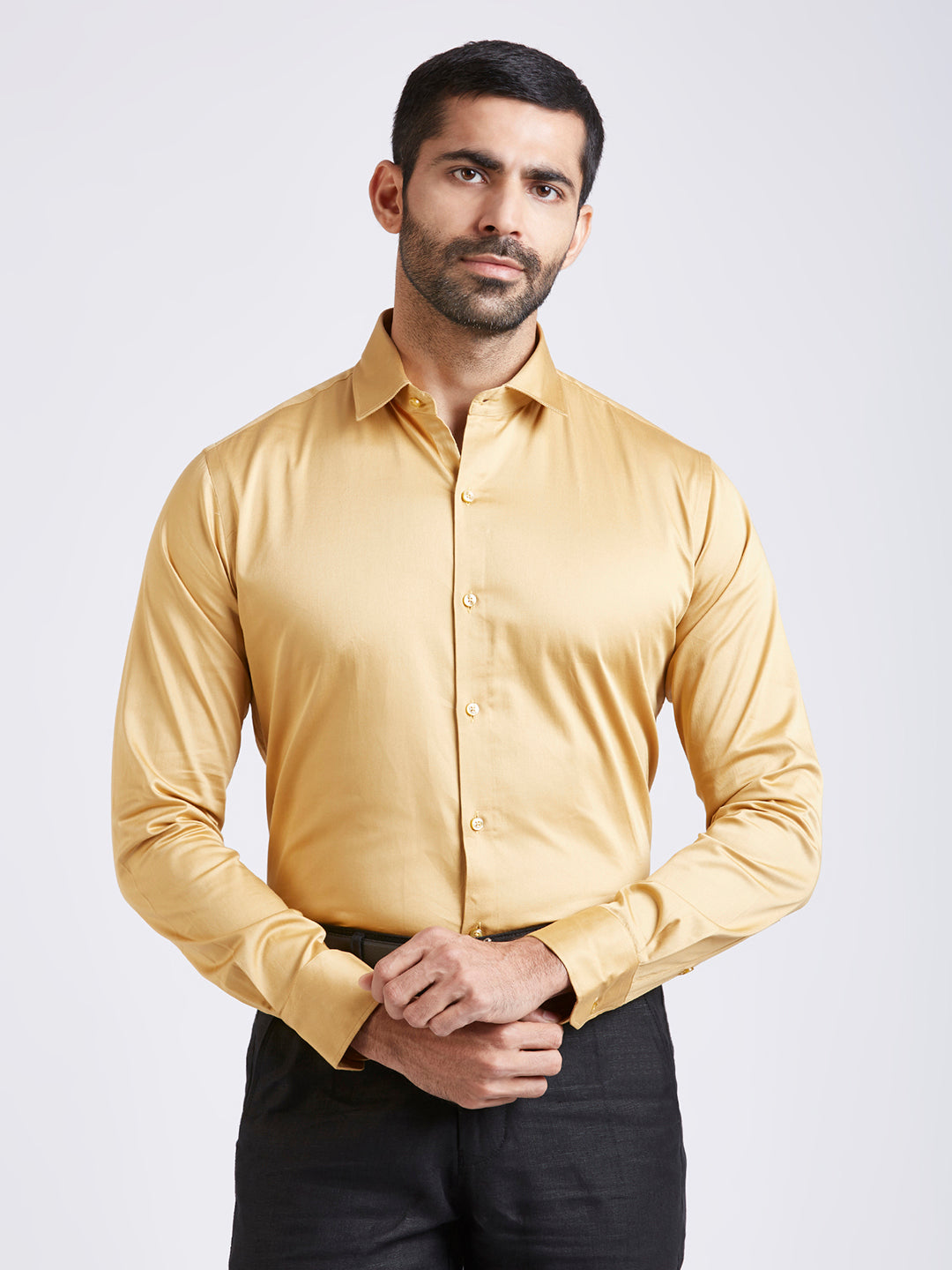 Solaris - Satin Slim Fit Shirt - Bronze