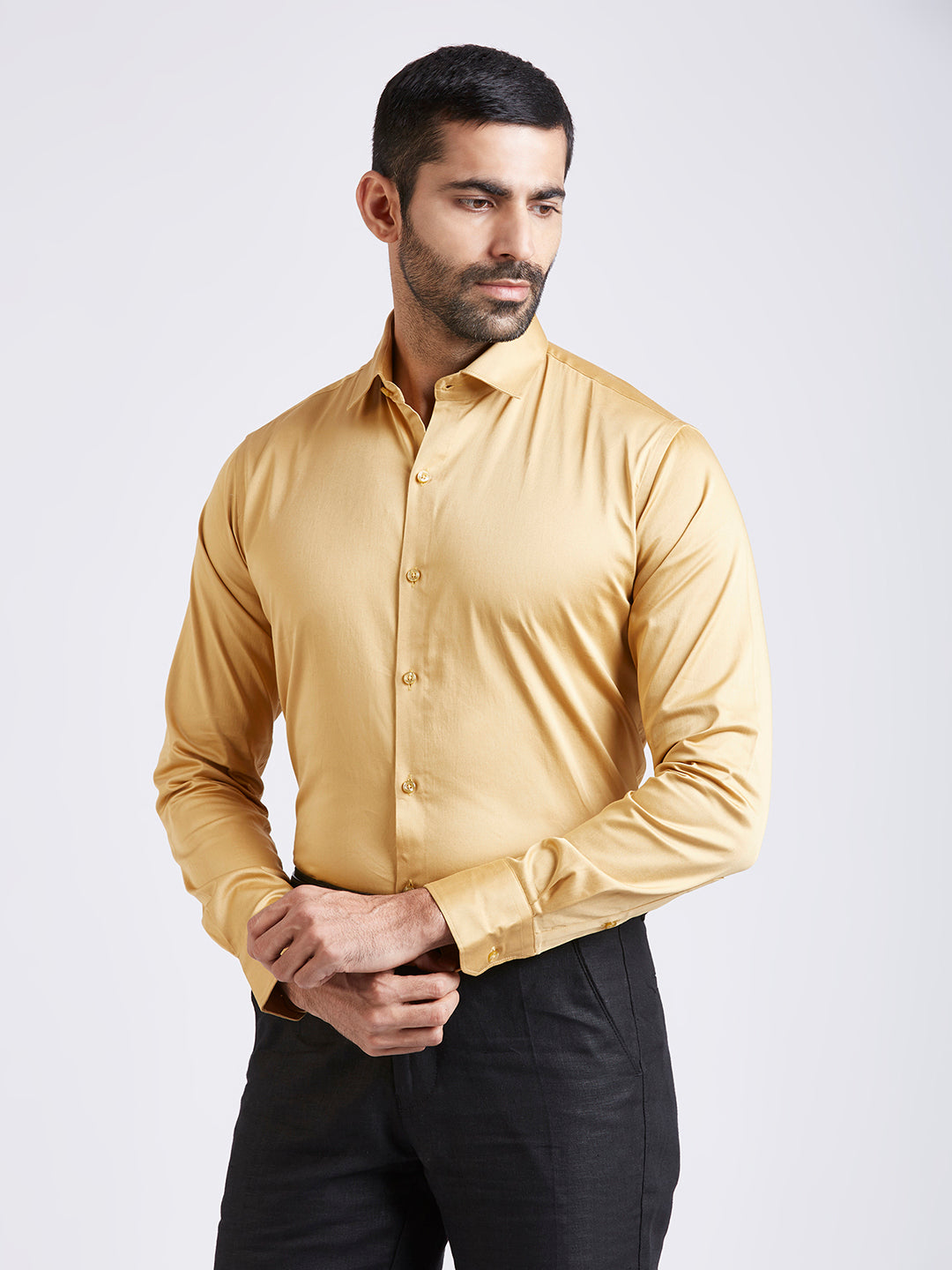 Solaris - Satin Slim Fit Shirt - Bronze