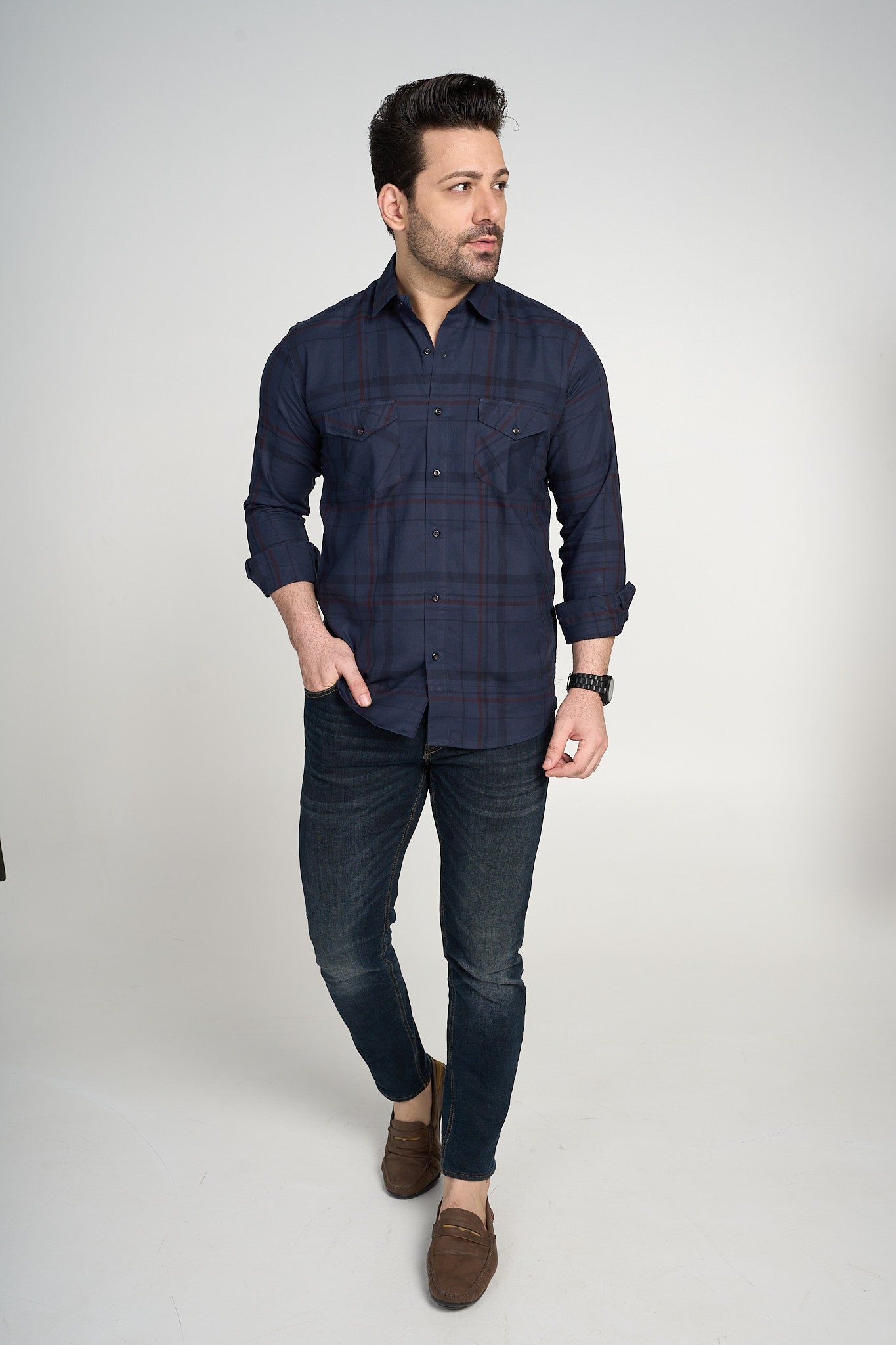 Pollux - Casual Double Pocket Slim Fit Shirt